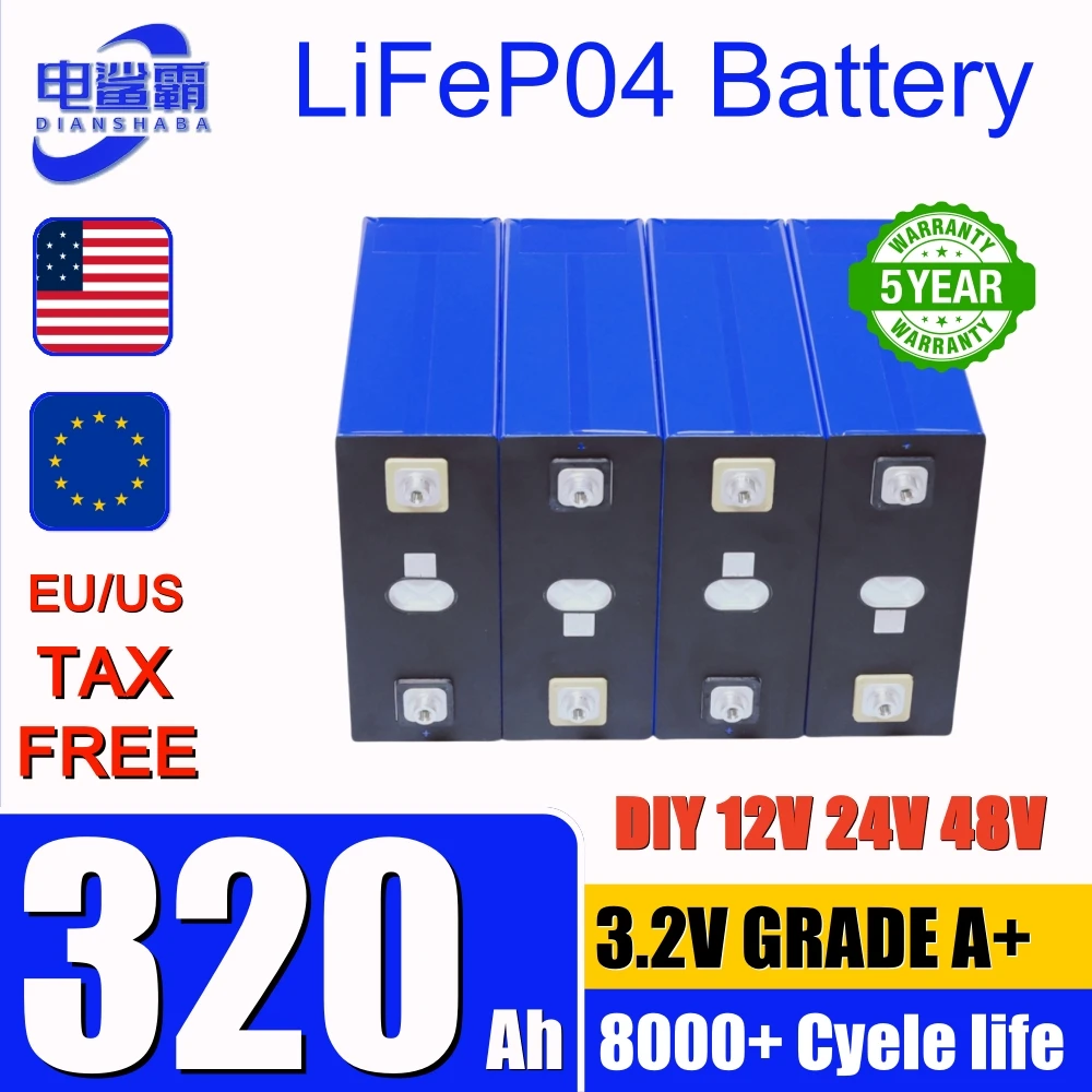 New Lifepo4 Battery 320 Ah Lithium iron phosphate 8000 cycle RV EV Boat Golf Cart Yacht Van Cell Pack