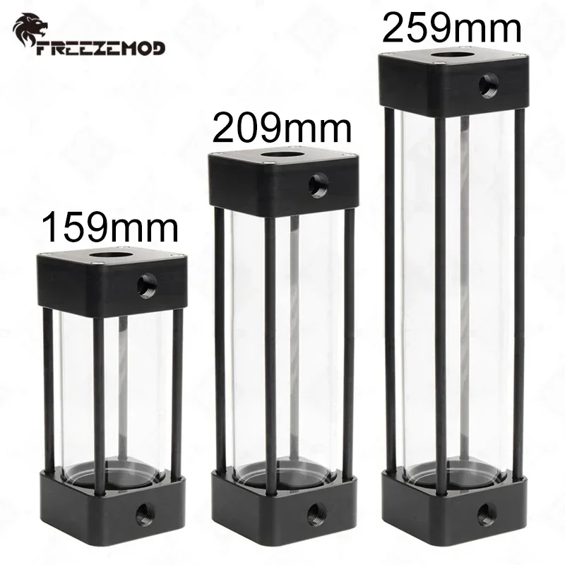 خزان المياه البورسليكات FREEZEMOD OD60mm صندوق مياه دائري مبرد بالماء غطاء بوم G1/4 خيط 159/209/259 مللي متر طول MOD PO-DLB