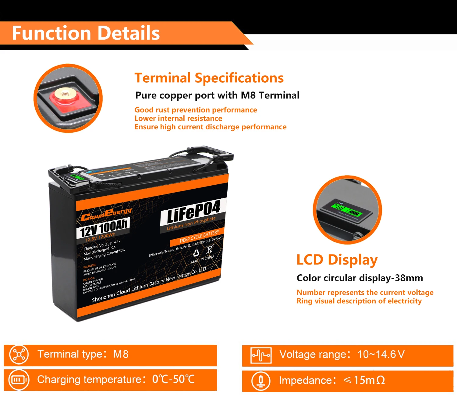 Cloud Energy 12v 100ah lifepo4 battery pack 100 ah deep cycle lithium solar 12 v volt 12.8v ion accu iron phosphate lfp akku