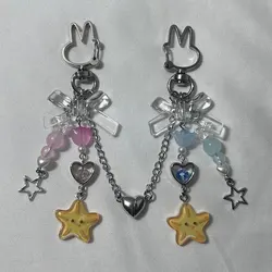 Cute star matching keychain love handmade y2K beaded gift