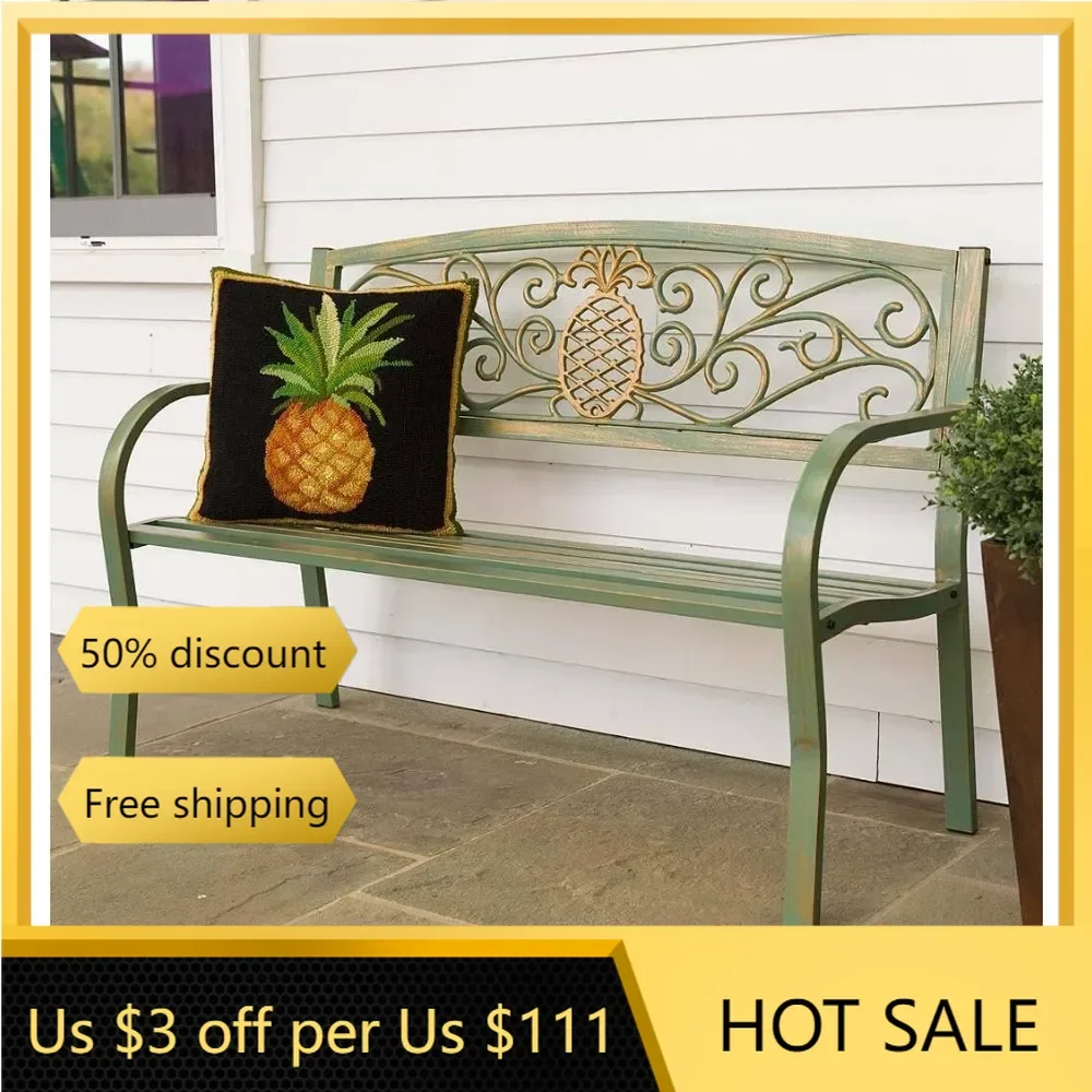 Weatherproof  Outdoor Bench Garden Patio Porch Park Metal Freight Free