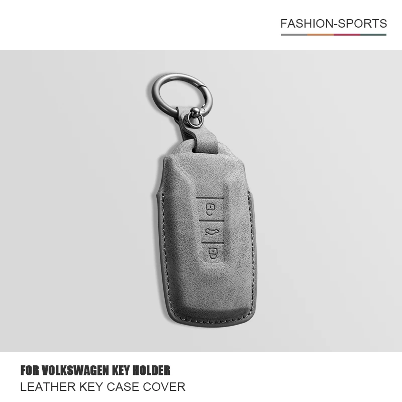 

Car Leather Key Case Cover For VW Volkswagen Touareg 2018 2019 2020 2021 2022 2023 Remote Key Protector Shell Fob Accessories