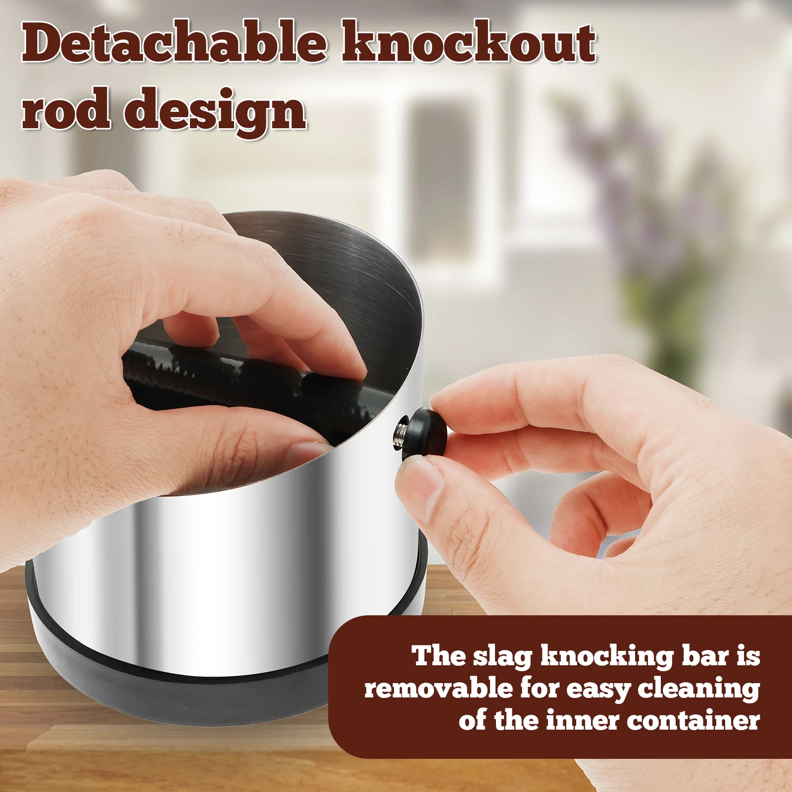 صندوق طحن القهوة مع شريط طحن من الفولاذ المقاوم للصدأ، حاوية أرضية الإسبريسو، ملحقات آلات الإسبريسو العالمية