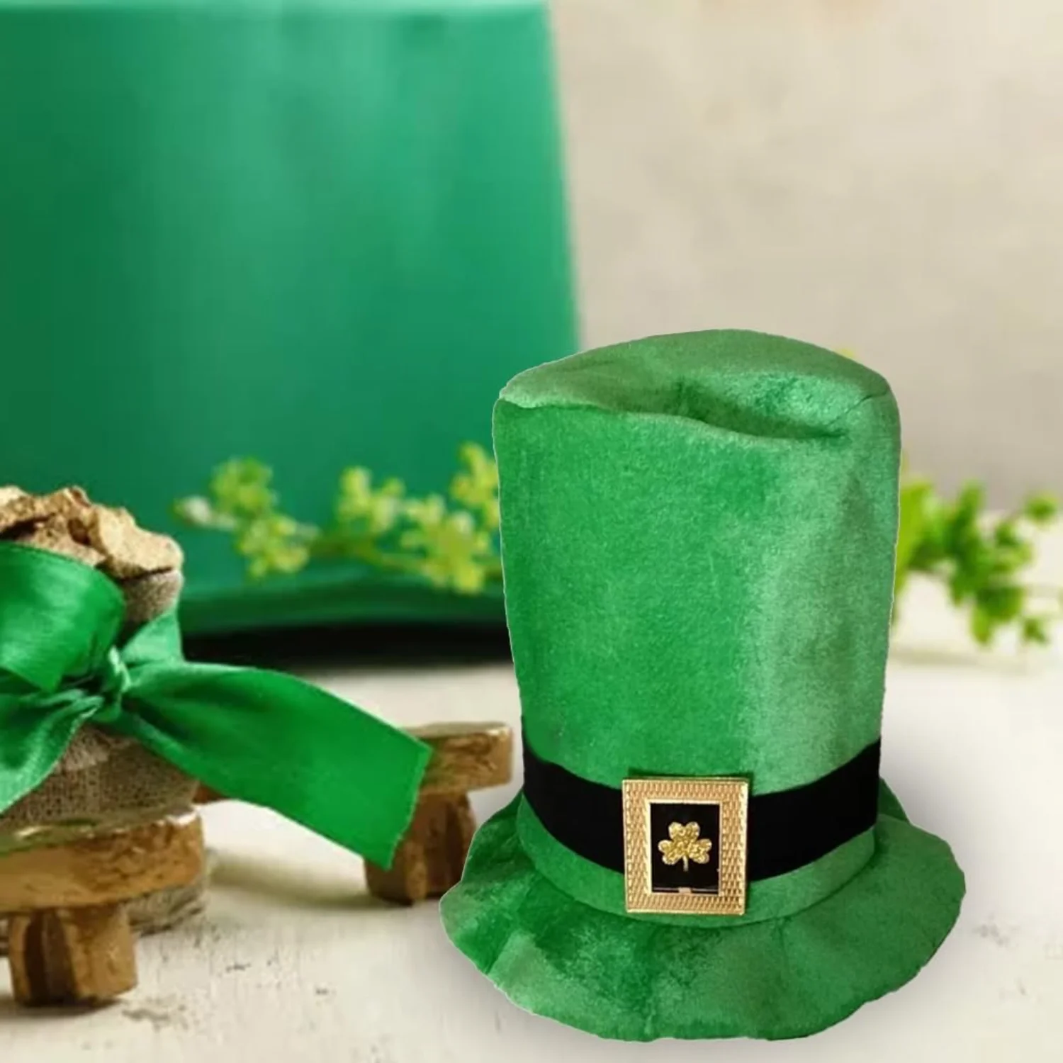 ST Patricks Day Hat หมวก Leprechaun สีเขียว หมวก Leprechaun ไอริช หมวกสีเขียว หมวกนักมายากล/960