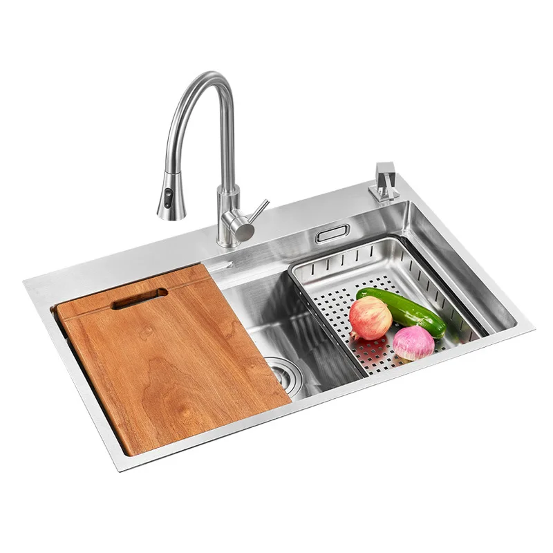 

Nano black titanium, stainless steel, handmade, sink, kitchen, vegetable basin, large single tank, stepped, dishwasher