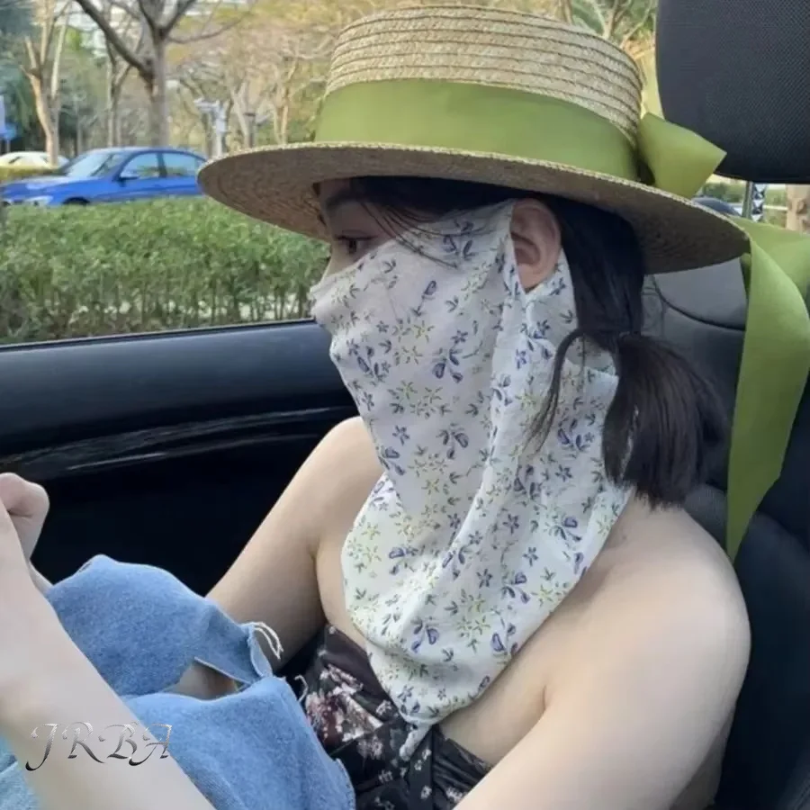1Pc summer new full face sunscreen mask outdoor mask ear hook style image 2