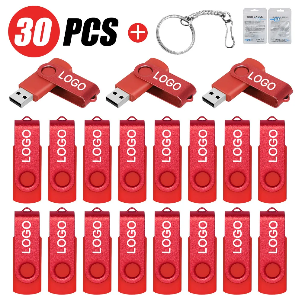 

30Pcs/Set Metal 512MB 1GB 4GB 8GB 16GB 32G 64G Pen Drive Flash Drive Memory Stick 128GB U Disk Thumb Pendrive Tender LOGO