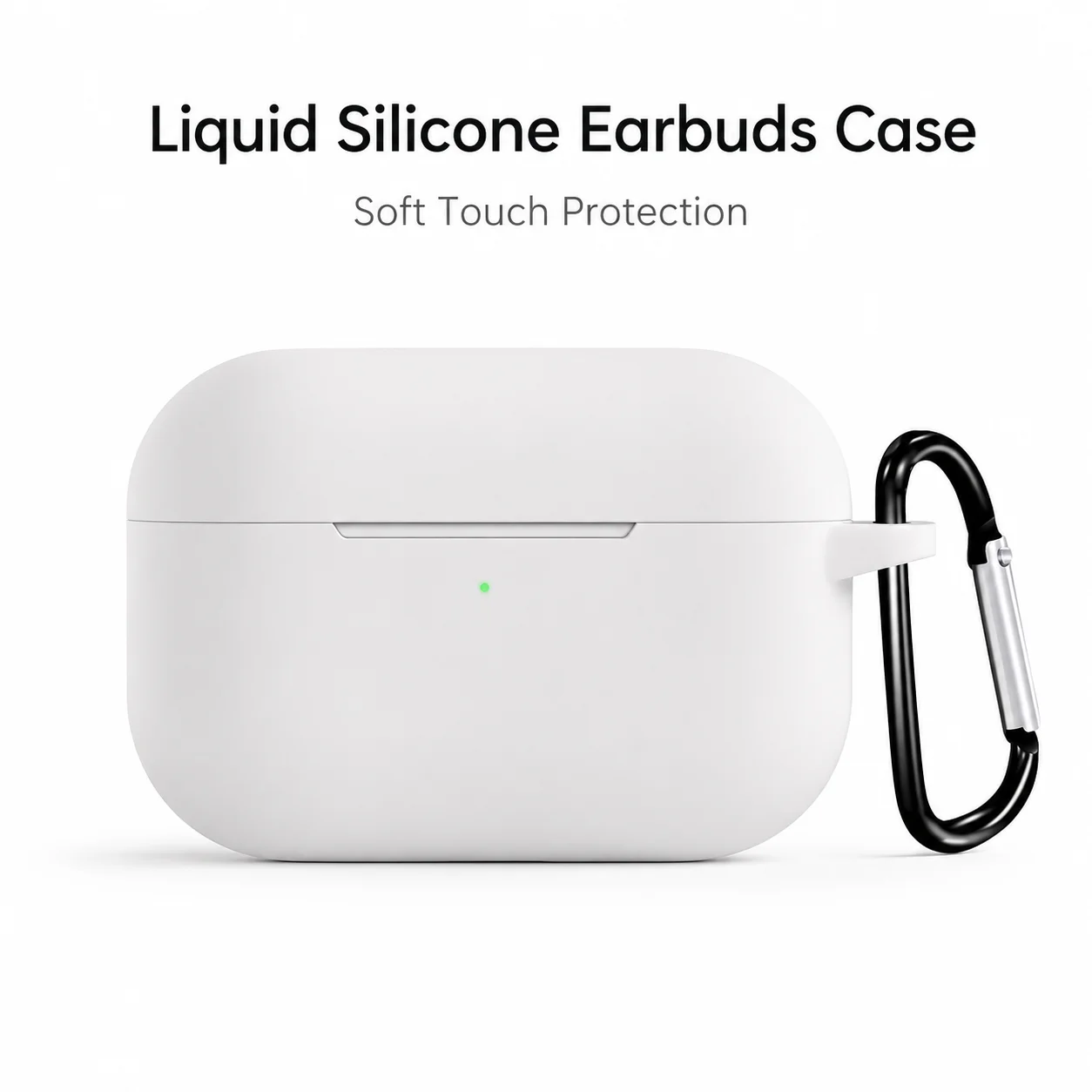 Liquid Silicone Earbuds Case Cover with Carabiner Soft Touch Shockproof Anti Scratch Protective Earphone Case for Wireless Earbu