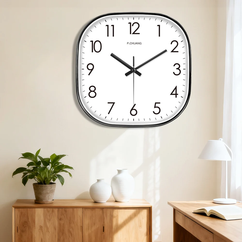 8inch Modern Square Wall Clock Silent Non-Ticking Analog Clock Large Numbers Minimalist Decor for Living Room Office Bedroom