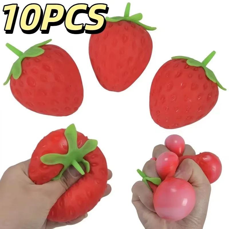 1-10Pcs Strawberry Squishy Toy Large Size Strawberry Fidget Toys Quick Rising Shapeable Venting Ball for Friends Party Gifts