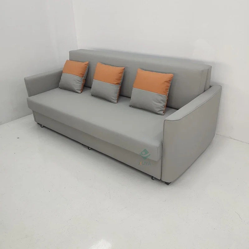 Healthy Material PU Cover Storage Design Accompany Rest Hospital Sleeper Recliner Chairs Bed Unique Design Hospital Furniture