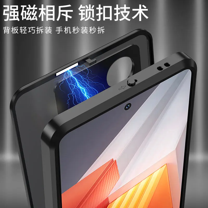 Vivo IQOO Neo8 5G V2301A Magnetic Case Metal Aluminum Bumper with Back Tempered Glass Clear Hard Case for IQOO Neo8 Pro V2302A