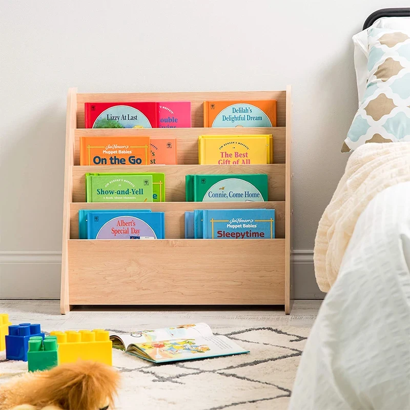 custom.High Quality Kids Bookshelf with Organizer Wooden Bookshelf Display Stand Magazine Racks Kids Room