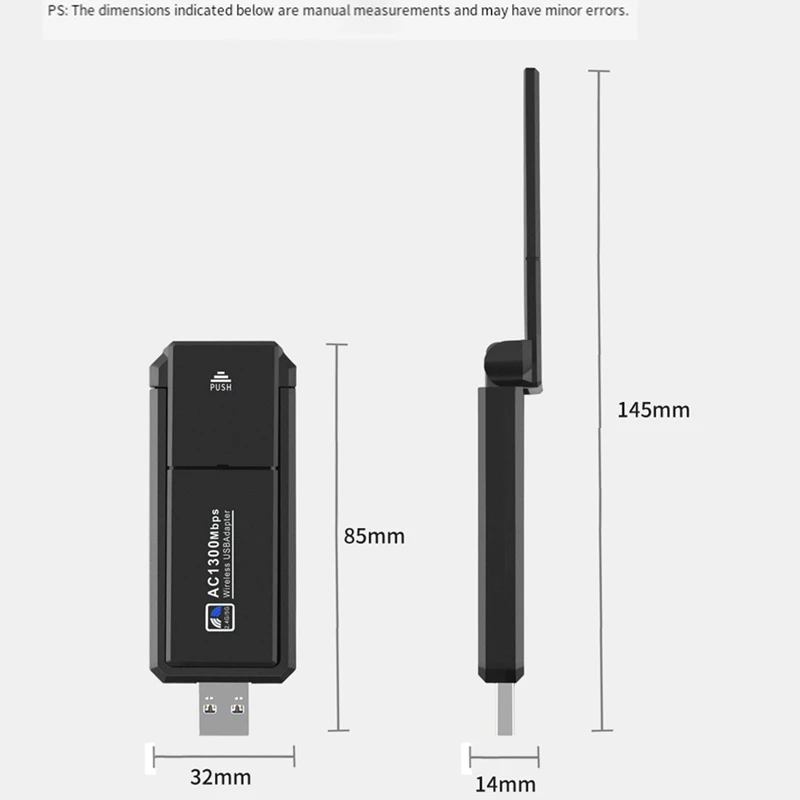 PC용 듀얼 밴드 무선 어댑터 안테나, 1300Mbps, USB3.0, 2.4G, 5Ghz