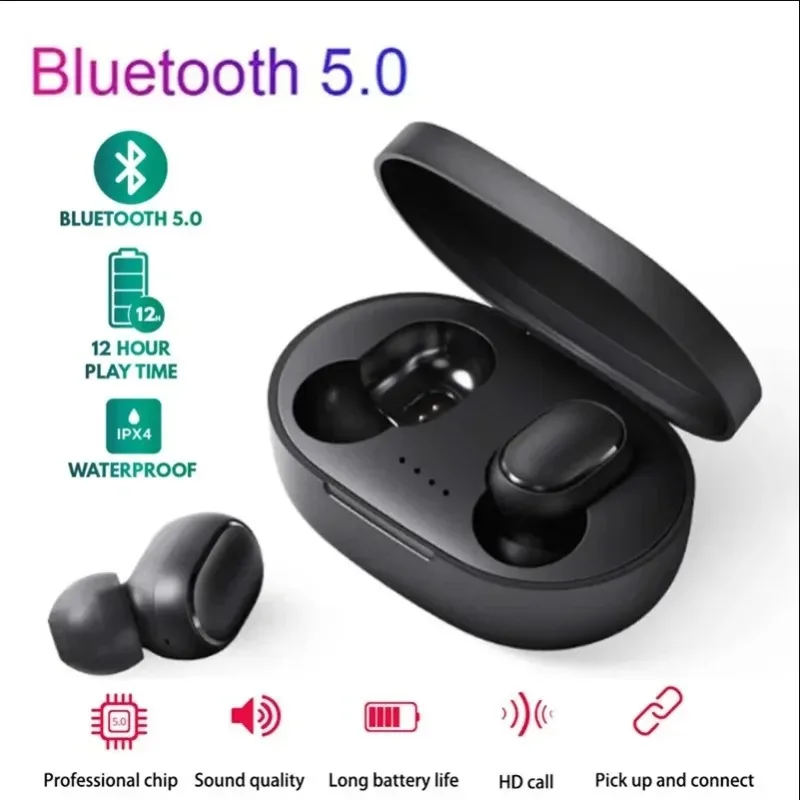 A6S TWS Wireless Bluetooth Headset 5.0 Earphone Bluetooth Sport Inear Earbuds Headset with Mic for Xiaomi Iphone Lenovo