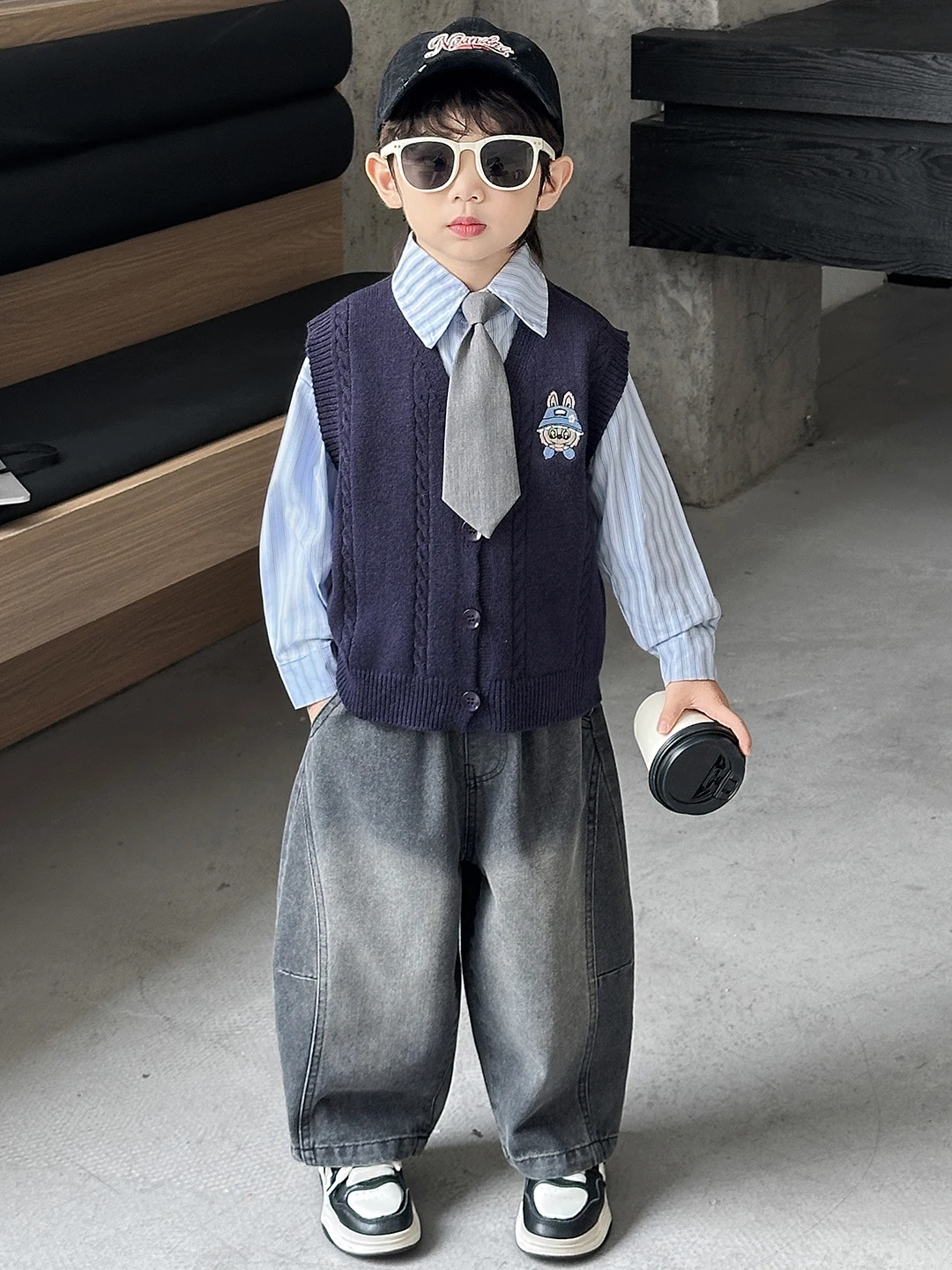 boys'-sweater-shirt-jeans-tie-set-spring-autumn-casual-sporty-three-piece-trendy-clothing-long-sleeve-long-pants-other-material
