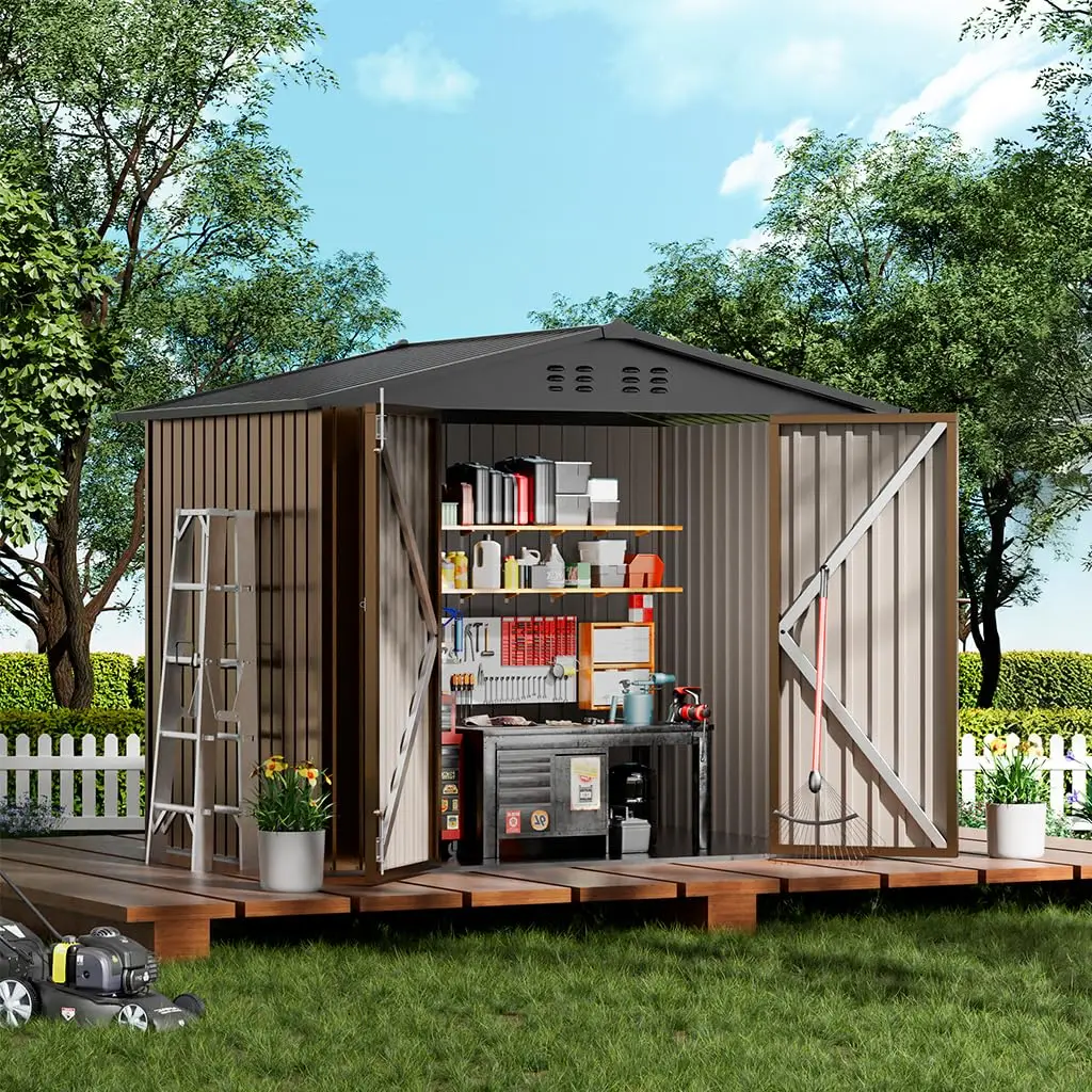Shed Outdoor Storage Shed Metal,Lockable Doors Tool Sheds with Sloping Roof,Steel Garden Shed with Air Vent for, Customized