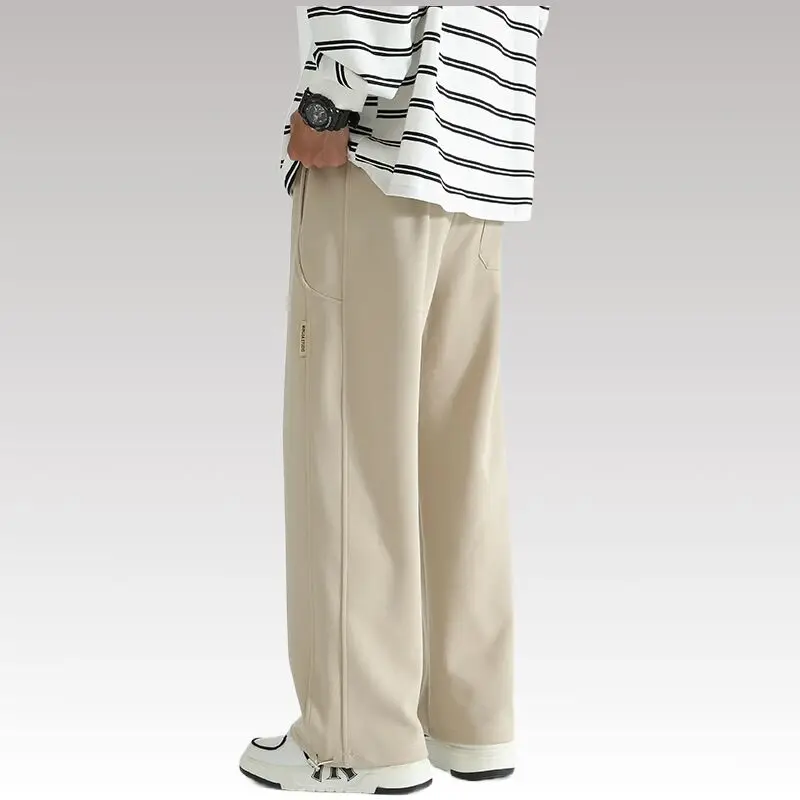 فضفاضة تناسب الركض للرجال مستقيم السراويل واسعة الساق عارضة الرباط السراويل الرجال لينة مريحة ربيع الخريف السراويل