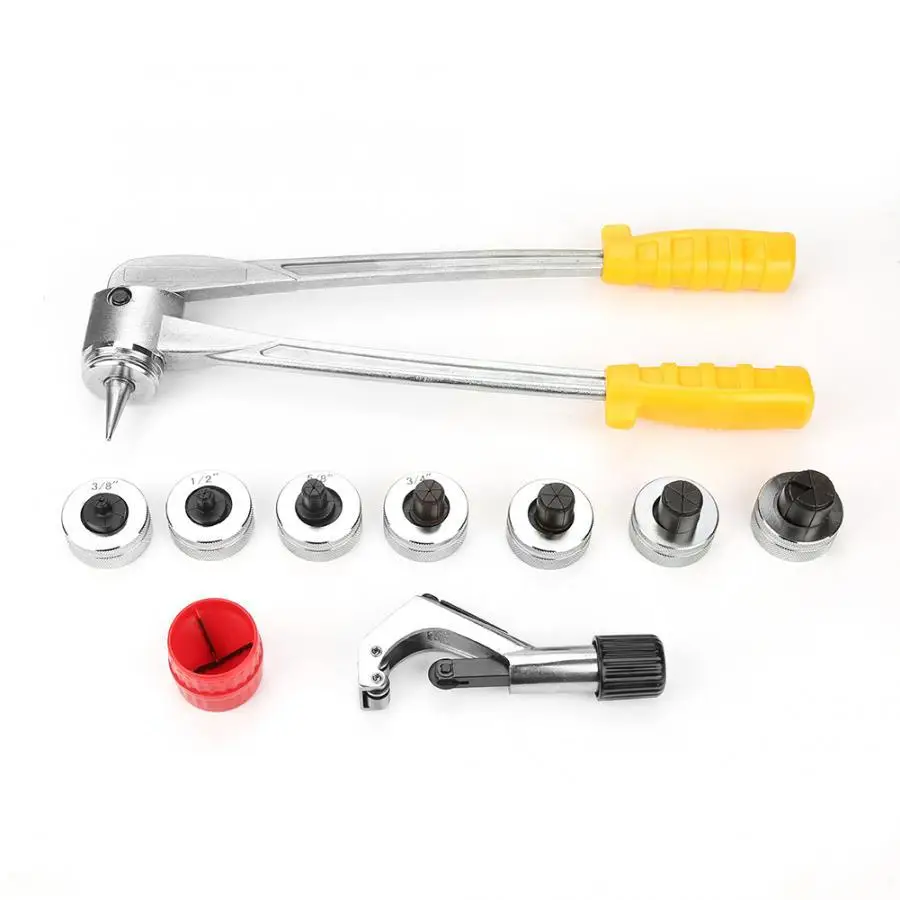 Expansor de tubo Manual hidráulico, Kit de herramientas de 7 palancas HVAC para abocardado de tubo de cobre, 3/8 \