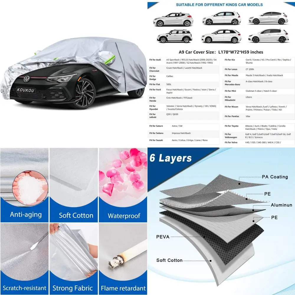 방수 야외 자동차 커버 모든 날씨 보호 유니버설 핏 해치백 모델