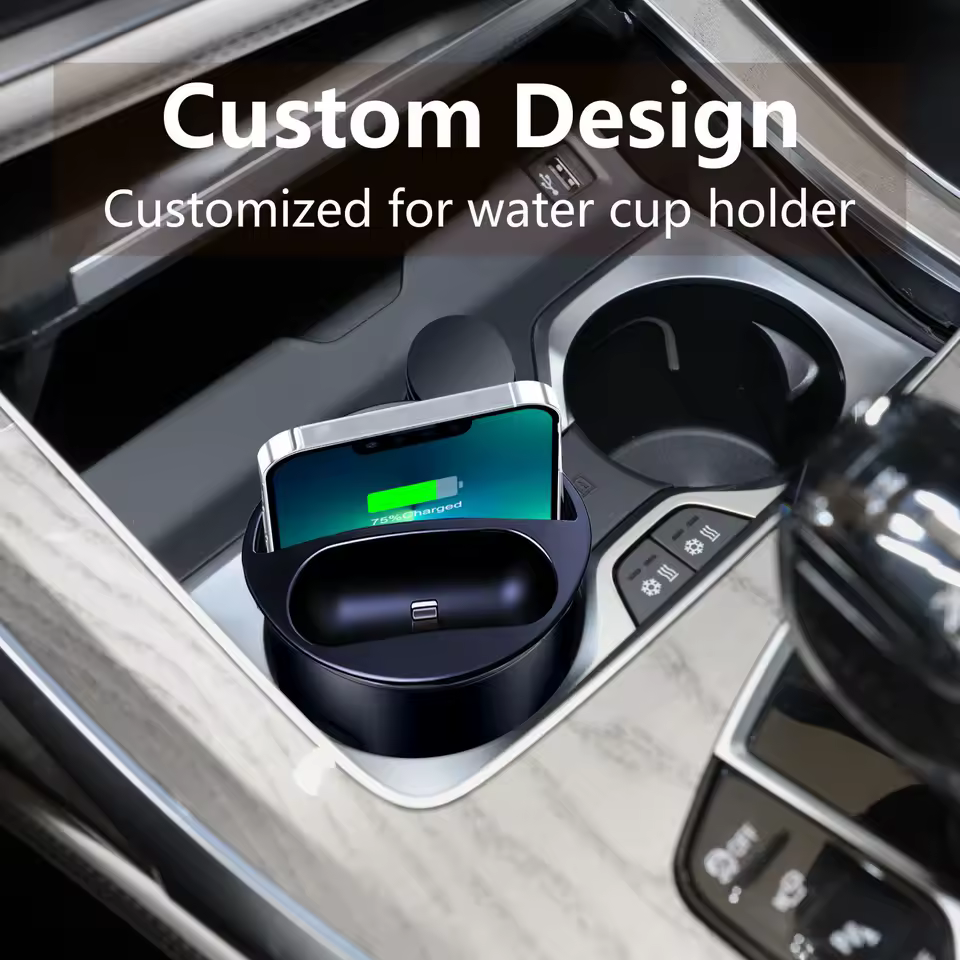 Phone resting on the Car Wireless Charger dock.