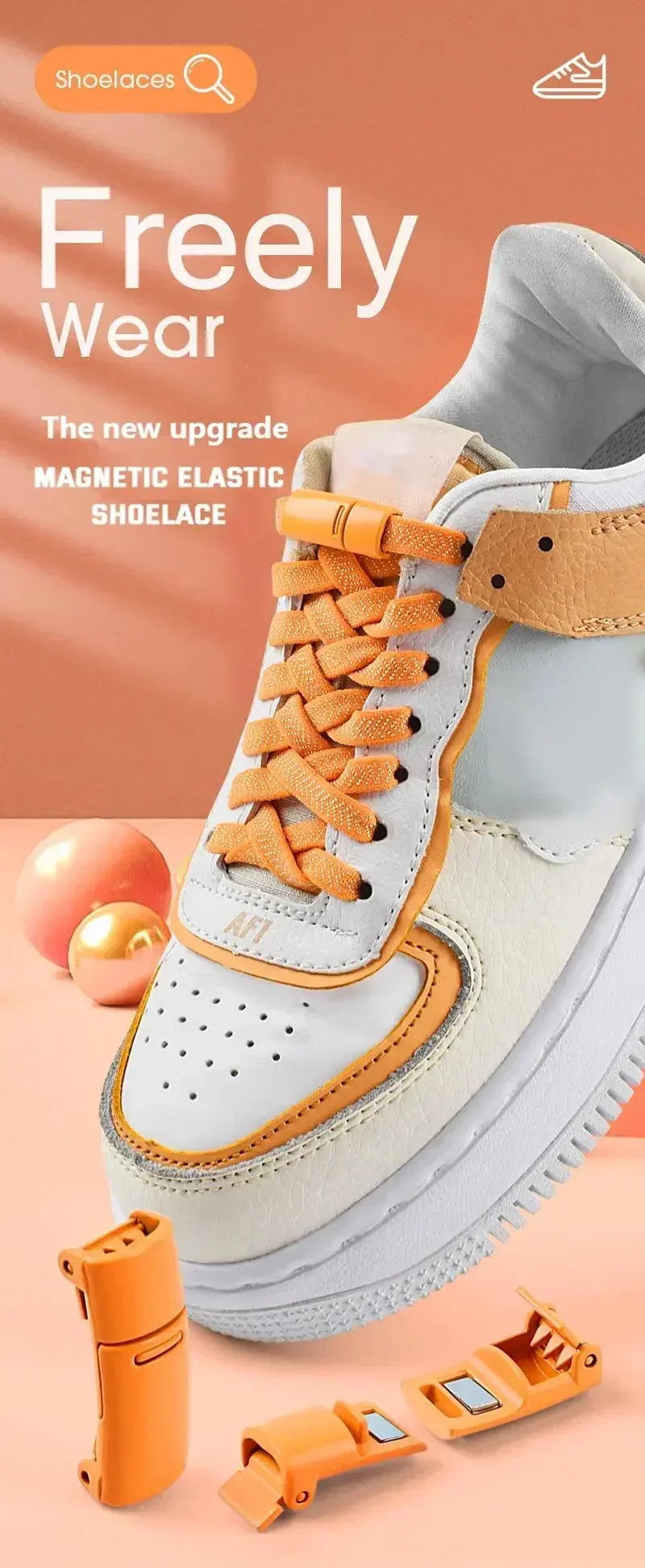 Bunte Magnetverschluss-Schnürsenkel ohne Krawatten, elastische Schnürsenkel, Turnschuhe, keine Krawatte, Schnürsenkel für Kinder und Erwachsene, flache Schnürsenkel, Gummibänder – Detail 1