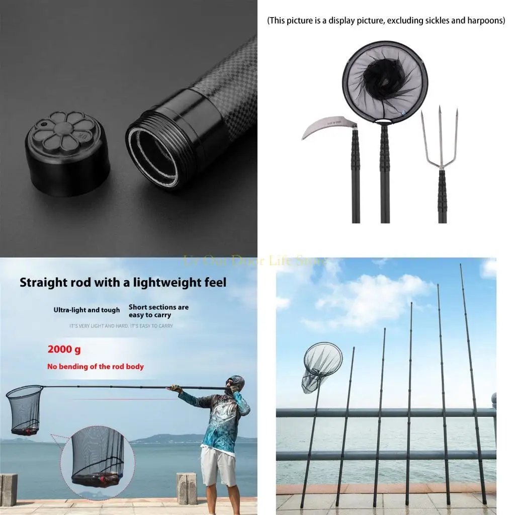 

77 мкФ длинная рыболовная сеть, телескопическая ручка, телескопическая удочка, ручка из углеродного волокна, рыболовная сачка,