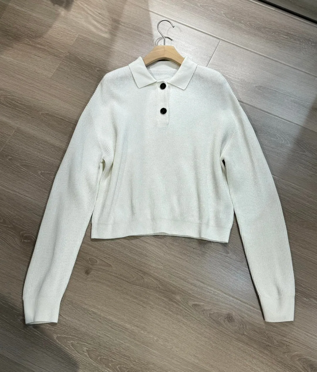 Primavera estate B * C maglione da donna in lino di seta a maniche lunghe Pullover Polo bianco lucido lavorato a maglia Top