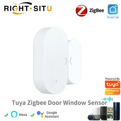 Sensor de puerta Tuya Zigbee para casa inteligente, alarma antirrobo, automatización, Control remoto, funciona con Alexa, Google Home, var, SmartLife