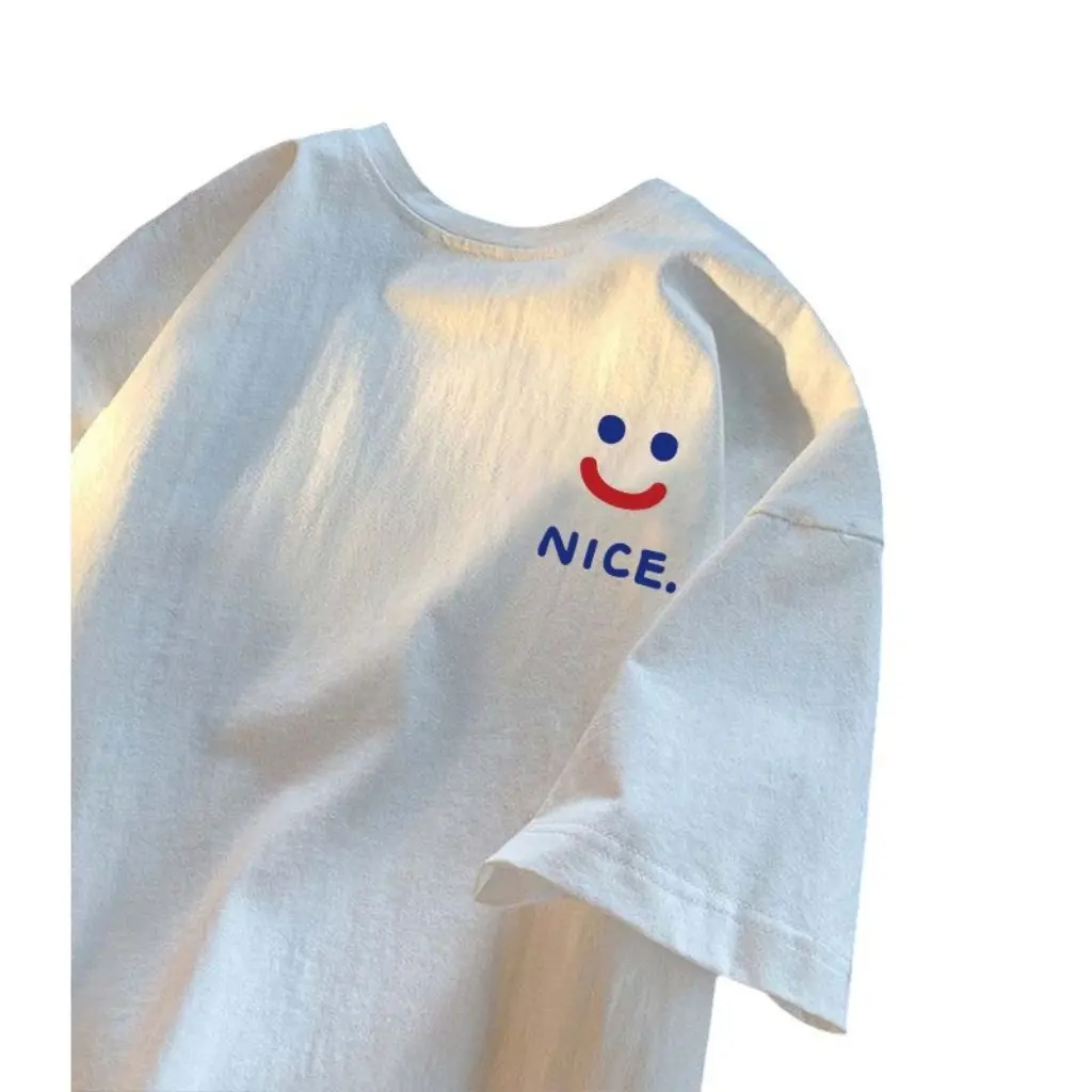 

Summer Women's Cotton Short-Sleeved T-Shirt White Loose Fit Simple Style Fashion Half-Sleeved Shirt for