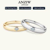 ANZIW 18k Gold Plated Wedding Ring 925 Silver D Color Princess Cut Square Moissanite Promise Bands for Women Certificate GRA