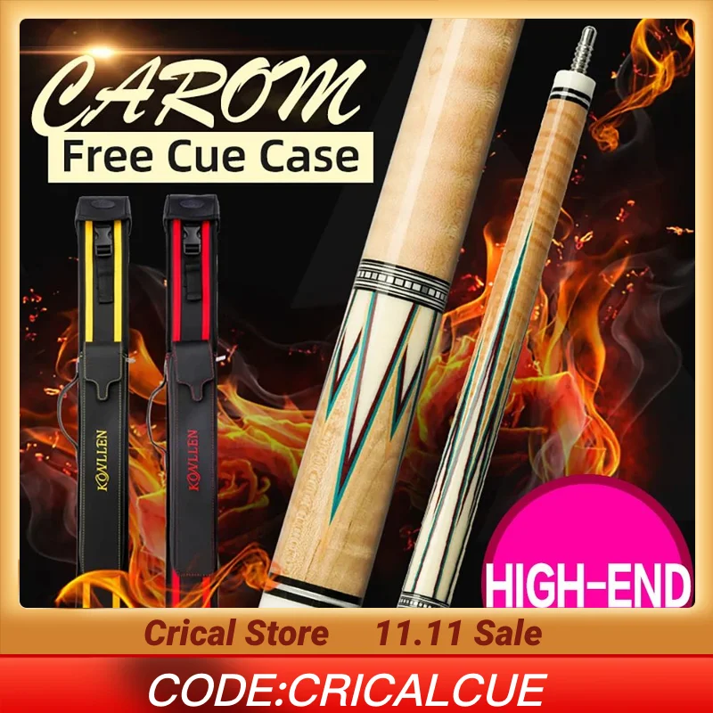 

KONLLEN-Carom Cue 3 Cushion Cue 12-12.2mm Tip 142cm 12 Pieces in 1 Maple Shaft 3/8*8 Radial Joint, Professional Korea Libre Cue