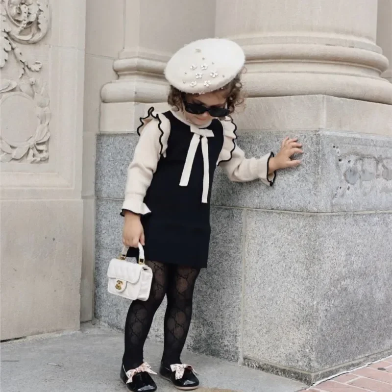 Baby Girl Princess Ruffle Sweater Dress Long Flared Sleeve Winter Autumn Spring Infant Toddler Knitted Vestido Baby Clothes 1-7Y