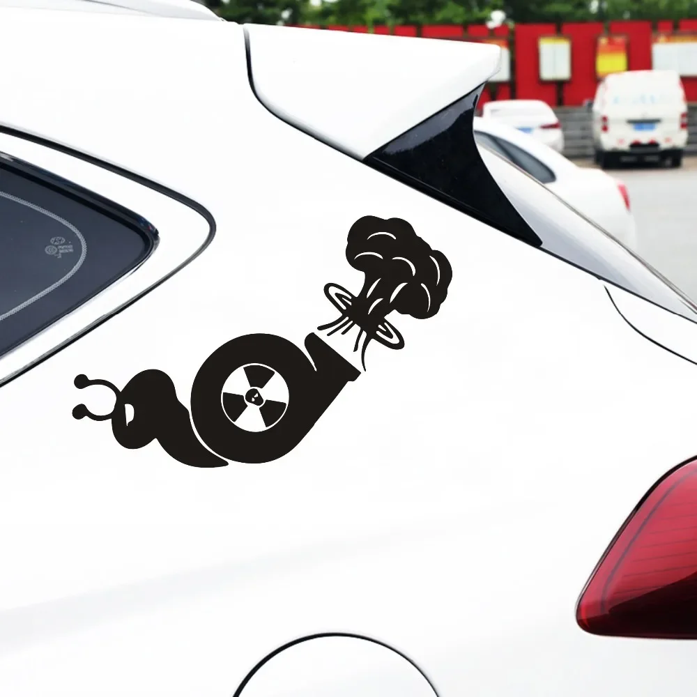 Stiker mobil kreatif 14cm X 9.4cm stiker Decal gaya mobil lucu stiker mobil kartun siput awan jamur nuklir