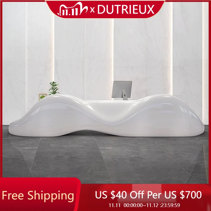 

Luxury High-end Reception Desks Design Front Desk White Elegant Reception Desks Checkout Modern Schreibtisch Office Furniture