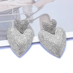 2026 New Fashion Clear Crystal Rhinestone Wing Shape Large Earrings Women Indian Wedding Bridal Statement Heart Earrings Jewelry
