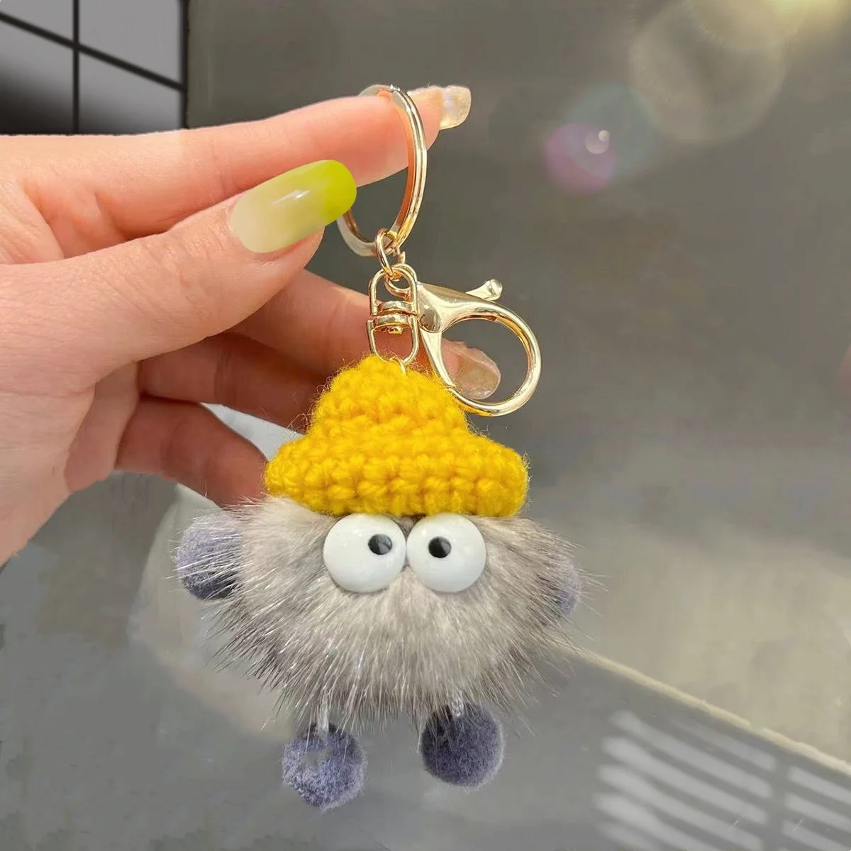 Imitation Mink Hair Small Briquettes Cute Car Keychain Elf Pendant Plush Bag