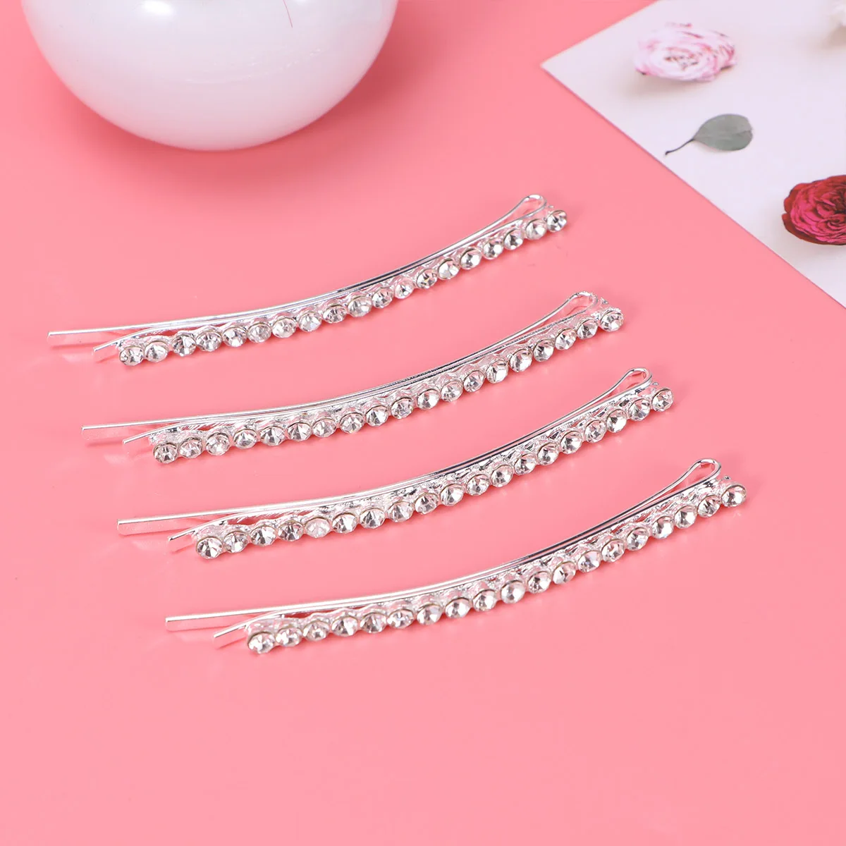 

8pcs Rhinestone Hairpins Fashion Letter Bobby Pins Barrettes Woman Clips Sparkling Decorations Wedding Party Daily Accessories