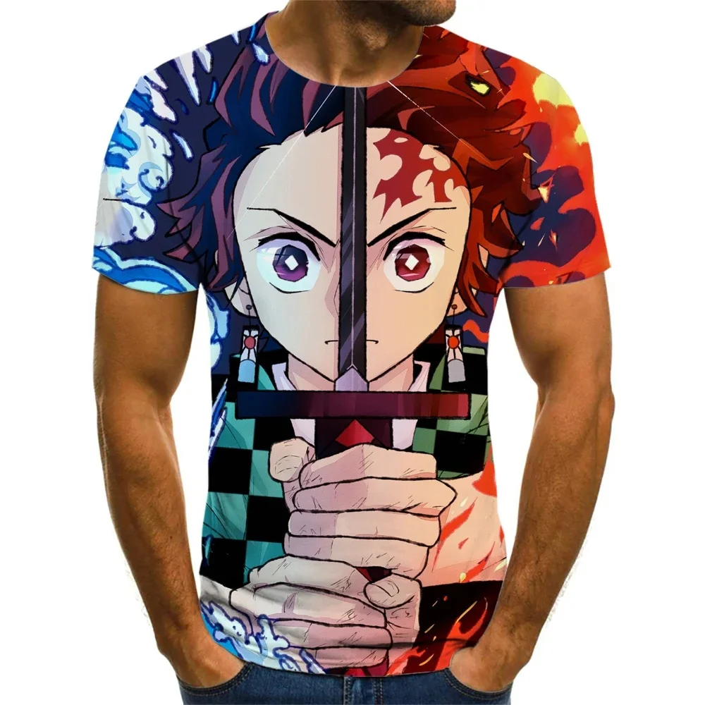

Demon Slayer 3D Printed T-shirt for Men and Women Summer Fashion Casual Short-sleeved Neutral Harajuku Street Oversized T-shirt