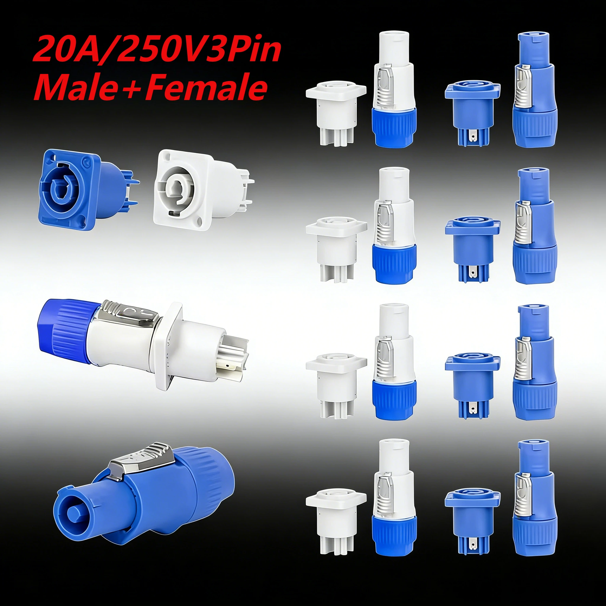 20A Input/output LED Display 3-pin Power Stage Lighting Lights Plug Screen Waterproof Connector Connector for Beam Connector