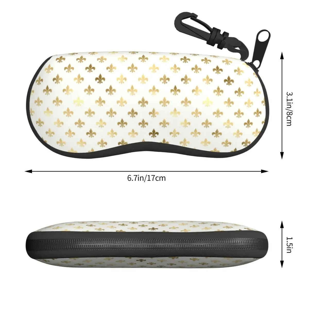 Elegant Gold And White Fleur De Lis Pattern Shell Eyeglasses Case Men Women Cool Lily Flower Glasses  Sunglasses Box Pouch