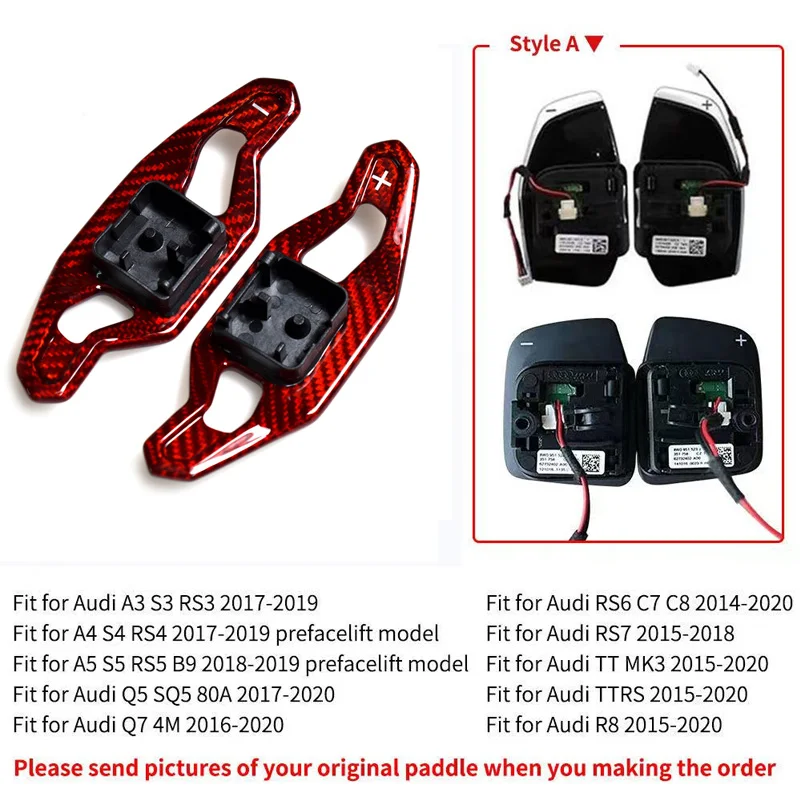 Shift Paddle For Audi A3 A4 S4 A5 A6 S6 RS6 C7 C8 A7 S7 RS7 Q2 Q3 Q5 Q7 TT TTRS R8 Carbon Fiber Steering Wheel Paddle Shifter image 3
