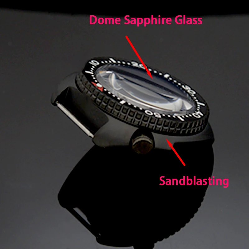 Dome Sapphire Glass Black Sandblasting Watch Case 6105 6309 Turtle Abalone Dive Men's Watch Case Fit Japan NH35 NH36A 7S 4R Move