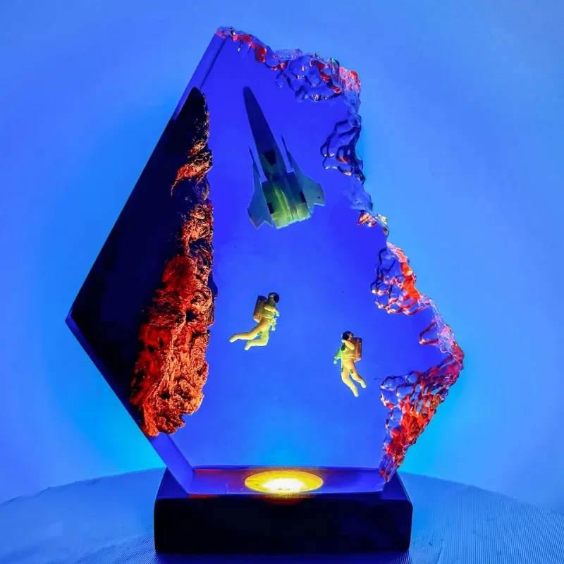 Seabed Mundo Criatividade Table Light, Resina, Arte Decoração Lâmpada, Mergulho Cave ExplorationTheme, Night Light, USB Charge, Hot