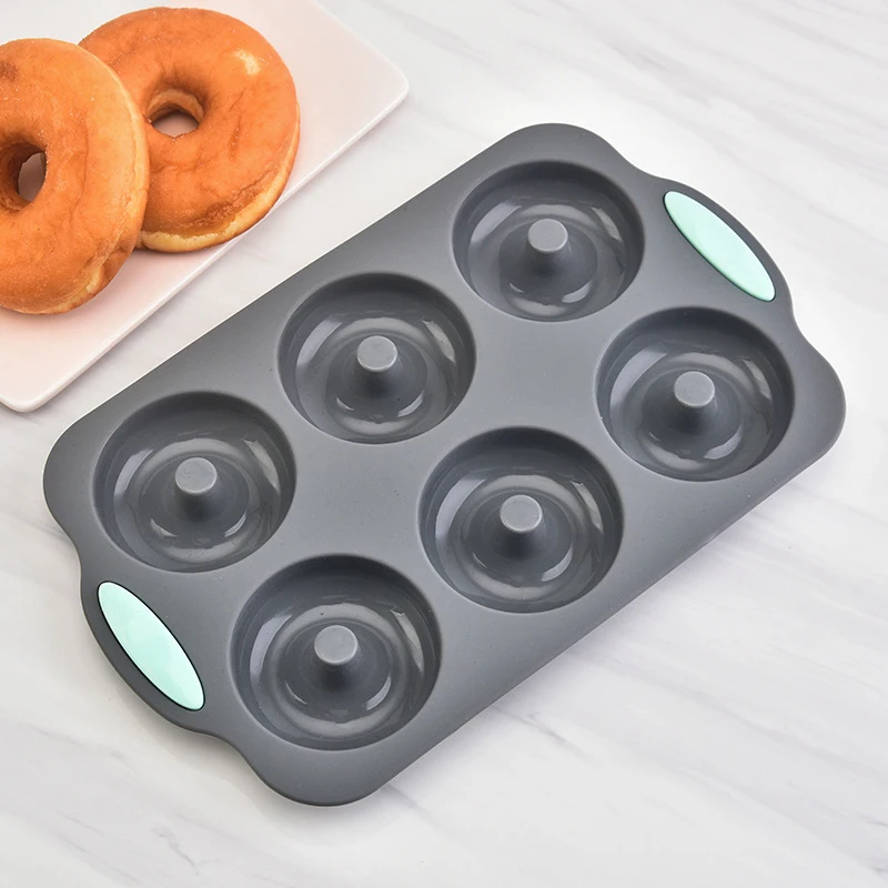 6 Holes Baking Mold Non-Stick Silicone Donut Molds Chocolate Cupcake Pan Heat Resistance Candy Muffins Donut Baking Pan Bakeware