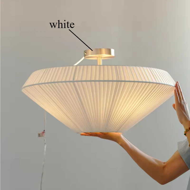 Japanische Wabi-Sabi-Stil Stoff-LED-Kronleuchter, Kreative Runde Pendelleuchten für Wohn- und Esszimmer, Heim- und Restaurantdekoration, Deckenlampen