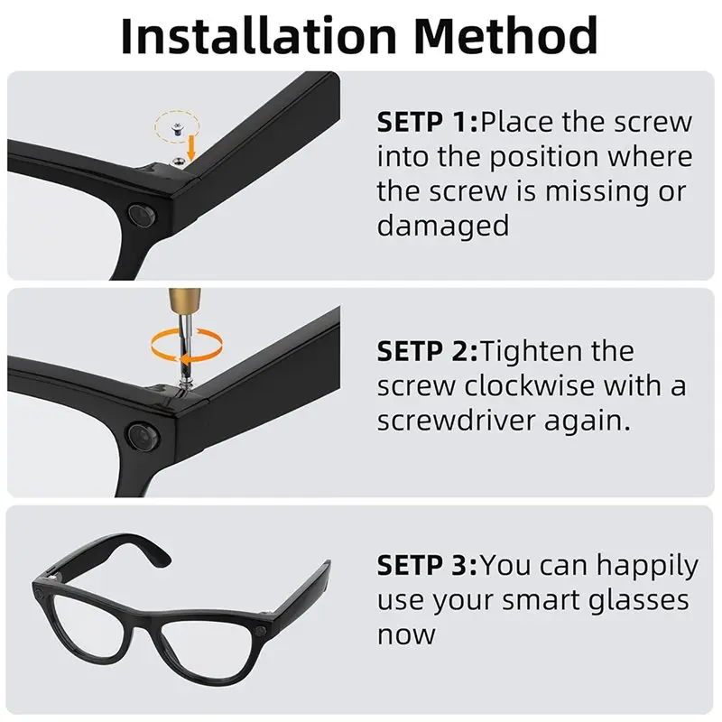 N04R Screwdriver& 10Pcs Replacement Screws For Smart Sunglasses Temple Assembly Screw Set