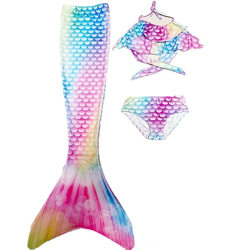 Kids Mermaids Tails For Girls Swimming Dresses Fantasy Swimsuit Can Add Monofin Fin Cosplay Beach Mermaid Bikini Costume