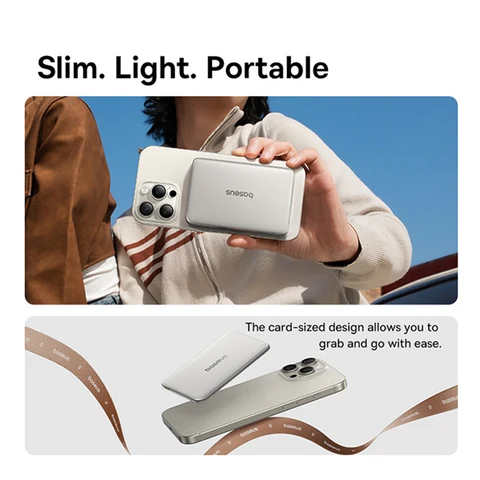 【CCC】Baseus 10000 мАч Магнитный Power Bank PD 27 Вт, 5000 мАч Магнитный Power Bank PD 20 Вт Powerbank размером карты для iPhone 17 Samsung