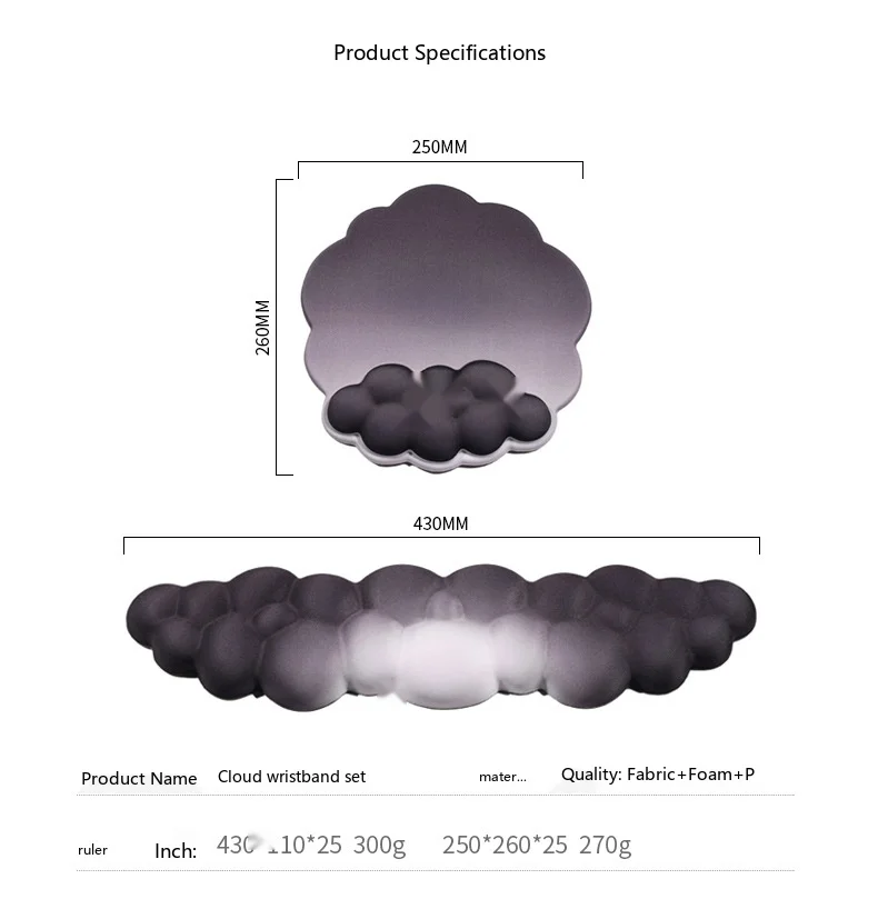 Cloud-Tastatur-Pad Ergonomisches Handgelenkauflagen-Set für Büro und Gaming, 3 Größen, 18 Designs – Detail 6